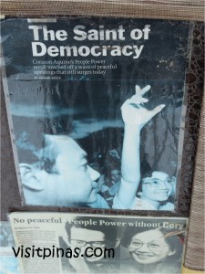 Cory Aquino Saint of Democracy Cory Aquino "Saint of Democracy" -- Poster placed at the Tomb