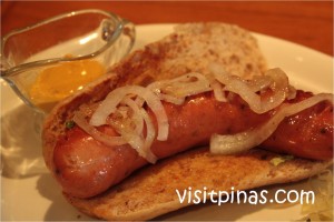 Sausage in a Bun at Cafe Breton