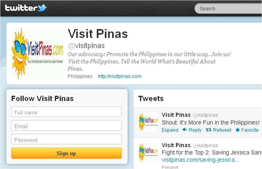 Find VisitPinas also in Twitter