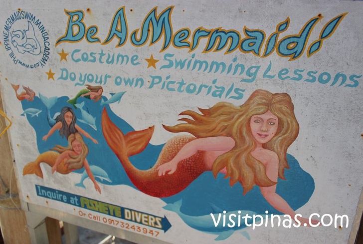 Philippine Mermaid Swimming Academy sign board in Boracay