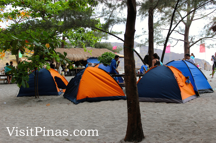Colorful tents at Anawangin Cove, Zambales