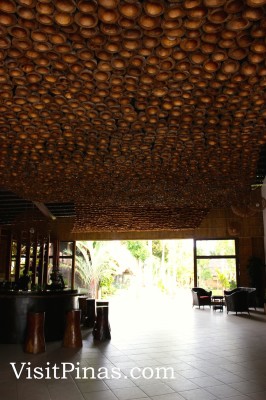Coconut husks ceiling at Reception Area, Bahay Bakasyunan sa Camiguin