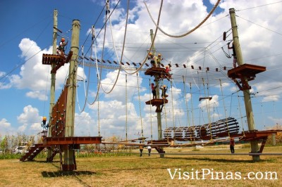 Ropes and obstacles at Aerial Walk Challenge (The Sandbox by Alviera)