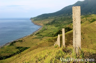 Boundary markers on the green hills of Batanes
