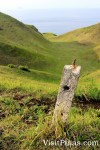 Concrete markers on the rolling hills of Batanes