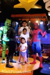 Spiderman and Green Goblin, with friends, at Movie Stars Cafe