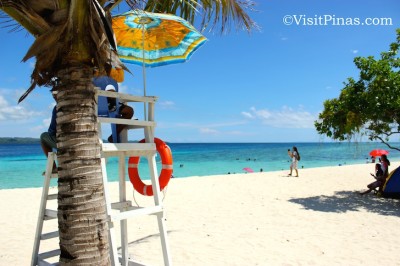 Lifeguard and beach in Canigao Island, Leyte