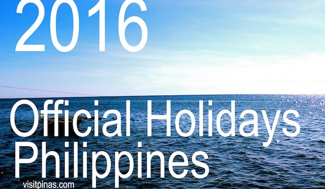 List of 2016 Official Holidays of the Philippines