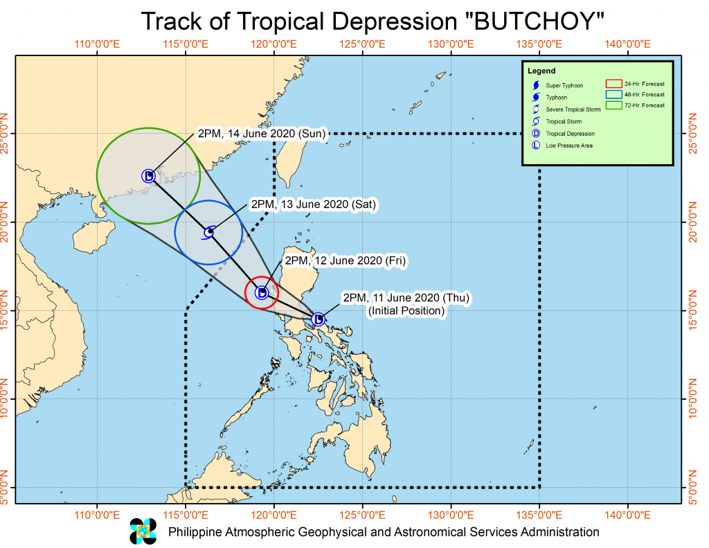 Track of Tropical Depression Butchoy